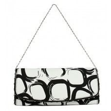 Evening Bag - 12 PCS - Geometry Print w/ Flap - White - BG-92117WB